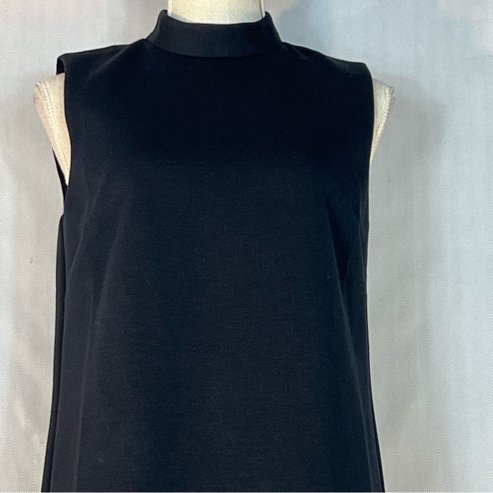 Ann Taylor Dress The Mock Neck Shift Black Double Knit Sleeveless EUC 4 - Picture 3 of 7